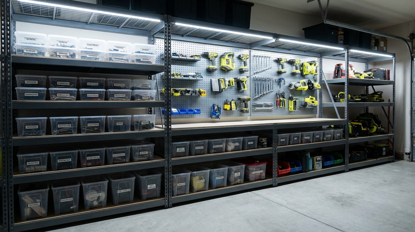 Garage shelving systems